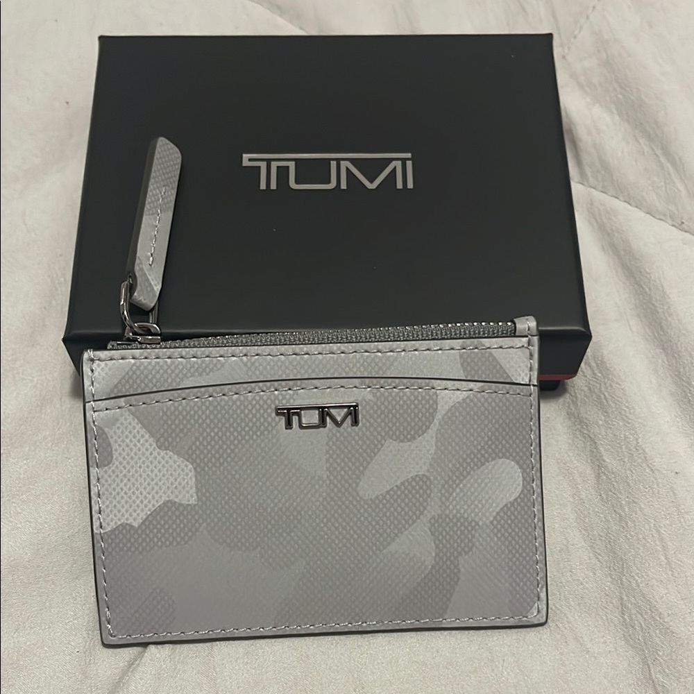 TUMI Gray Key Card Holder with Camouflage Design